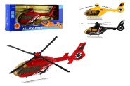 Vrtulník/Helikoptéra plast 23cm na baterie se světlem se zvukem 3 barvy v krabičce 27x11x5cm