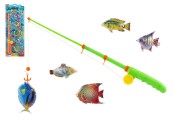 Hra ryby/rybář magnetická plast 5ks+prut plast 39cm 2 barvy na kartě