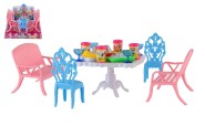 Nbytok pre bbiky/stl a stoliky plast 4 farby v blistri 14x11x16cm