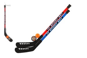 Hokejka pozemn 2ks plast 92cm + florbalov loptika + puk v sieke