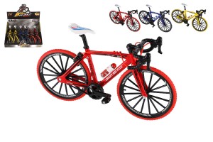 Bicykel prstov kov/plast 19 cm 4 farby 6 ks v boxe