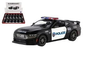 Auto Kinsmart 2024 Ford Mustang Dark Horse Polcia 1:38 kov/plast 13cm na sptn nat. 12ks v boxe