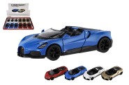 Auto Kinsmart Bugatti Mistral kov/plast 13cm na sptn natiahnutie 4 farby 12ks v boxe