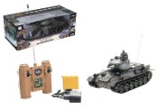 Tank RC plast 33cm T-34 27MHz na batérie + dobíjacie pack so zvukom a svetlom v krabici 40x15x19cm