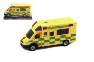 Auto ambulancie plast 17cm na zotrvank v blistri