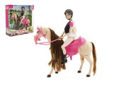 Kôň hýbajúce sa + bábika žokejka plast v krabici 35x36x11cm