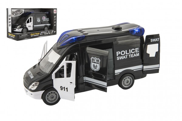 Teddies Auto policie swat plast 26cm na setrvačník na baterie se zvukem se světlem v krabici 30x17x11,5cm