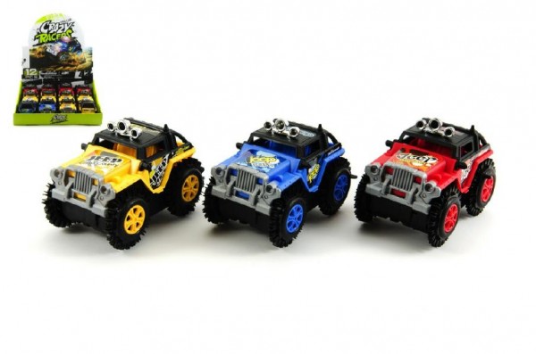 Auto terénní převracecí plast 11cm na baterie mix barev 12ks v boxu
