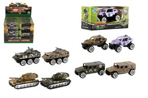 Tank/Auto vojensk/Obrnn transportr kov 7cm mix druh 24ks v boxu