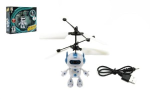 Vrtulnkov robot ltajc plast 13x11cm s USB kabelem na nabjen svtc asst 2 barvy v krabice