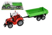 Traktor s vlekem a vklopkou plast 35cm 2 barvy na setrvank v blistru