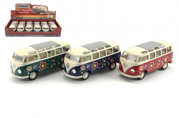 Autobus Kinsmart VW Classical kov/plast 18cm 3 barvy 6ks v boxu