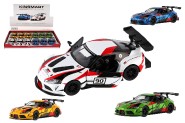 Auto Kinsmart Toyota GR Supra Racing kov 13cm 4 barvy na zptn nataen 12ks v boxu