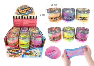 Sliz - hmota dhov s doplnkami 6x6,5cm mix druhov v plastovom tgliku 18ks v boxe