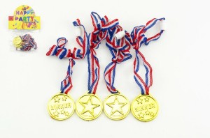 Medaile zlat prmr 4cm 4ks plastse rkou na krk v sku