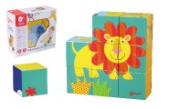 Kostky kubus Divoká zvířata/Zoo dřevo 9ks v krabici 20x18x6cm 12m+