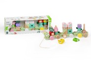 Vlak + 2 vagny jungle drevo ahacia stavebnica 27 dielikov v krabici 38x12x8cm 12m+