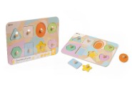 Puzzle/Vkladaka doskov geometrick tvary drevo vo flii 30x21cm 24m+