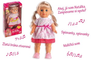 Panenka Natlka chodiaci a slovensky spievajc plast 42cm na batrie so zvukom v krabici 21x44x11cm