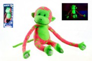 Opica svietiace v tme plyš 45x14cm ružová/zelená v krabici