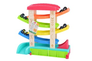 Drha zvodn kaskdov pro auta +auta 4ks devo/plast 33x32x10cm 18m+