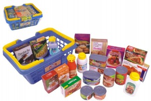 Nkupn kok s potravinami 23ks plast 28x13x21cm v sce