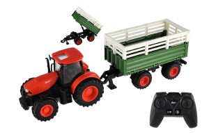 Traktor Zetor RC s vlekem plast 42cm 2,4GHz dobjec pack + baterie se zvukem v krabici