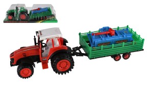 Traktor s vlekem s rotavtorem plast 52cm na setrvank 2 barvy v blistru