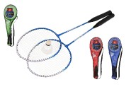 Sada bedminton plky 2ks + loptika 1ks 64cm kov/plast 4 farby v puzdre