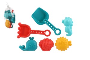 Sprava na piesok plast lopatka,hrabiky,formiky 4ks v sieke 10x16cm 18m+