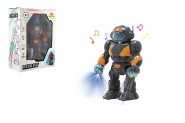 Robot chodc plast 22cm na baterie se svtlem se zvukem v krabici 18x24,5x9cm