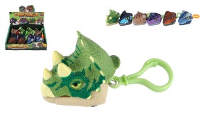 Prvesok na ke hlava dinosaurus hryzacie plast 6cm na zotrvank 6 druhov 12ks v boxe
