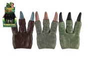 Dinosaurus laba / pazry na ruku guma 15x23cm 3 druhy 12ks v boxe karneval
