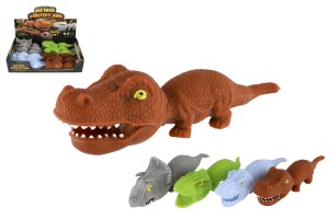 Dinosaurus plnen pieskom 180g makac antistresov silikn 18cm 4 farby v sku 12ks v boxe