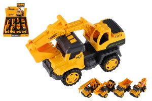 Auto stavebn nkladn kov/plast 13cm na zotrvank 4 druhy 8ks v boxe