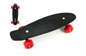 Skateboard - pennyboard 43cm, nosnos 60kg plastov osi, ierne, erven koles
