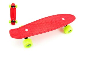 Skateboard - pennyboard 43cm, nosnost 60kg plastov osy, erven, zelen kola
