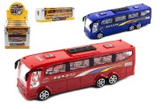 Autobus plast 25cm na setrvank 3 barvy v krabici 26x8,5x7cm 12ks v boxu