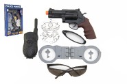 Policajné súprava plast pištoľ 19cm na bat. so svetlom so zvukom s doplnkami v krabici 23x33x4