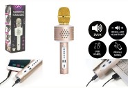 Mikrofón karaoke zlatý na batérie s USB káblom v krabici 10x28x8,5cm