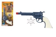 Pistole revolver klapac plast 23x12cm s erifskm odznakem na kart