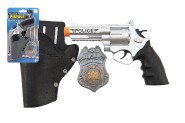 Policejn pistole klapac 20 cm v pouzdru  s odznakem plast na kart