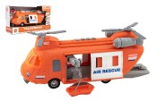 Vrtuľník záchranársky plast 28cm na zotrvačník na bat. so svetlom so zvukom v krabici 32x19x12cm