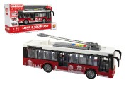 Autobus/trolejbus plast 28cm na setrvank na bat. se svtlem se zvukem v krabici 32x17x11cm