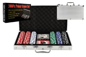 Poker sada 300ks + karty + kocky v hlinkovom kufrku v krabici 40x24x8cm