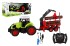 Traktor RC s vlekom na drevo plast 38cm 27MHz + dobjac pack na batrie v krabici 45x18x13cm