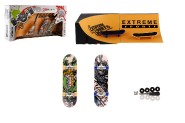 Skateboard prstov roubovac 2ks plast 10cm s rampou s doplky 2 barvy v krabice 35x9x18cm
