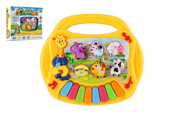 Pianko zvířátka plast 17cm Ang. mluvící na baterie se zvukem, světlem v krabičce 19x16,5x5cm