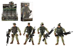 Voják figurka se zbraní plast 10cm mix druhů v plastové krabičce 6x11x3cm 24ks v boxu
