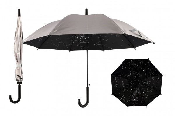 Deštník hvězdná obloha vystřelovací 70cm kov/plast stříbrný v sáčku
